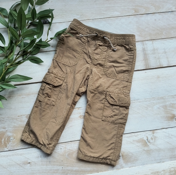 Cherokee Baby Boy Khaki Cargo Pants Straight Leg Tan Beige Size 18 Months - Picture 1 of 5
